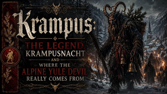 Krampus legend explored with a dramatic depiction of Krampusnacht in a snowy Alpine village setting