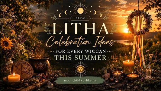 Litha celebration ideas with a sun altar, candles, crystals, sunflowers, and summer solstice decor inspiration