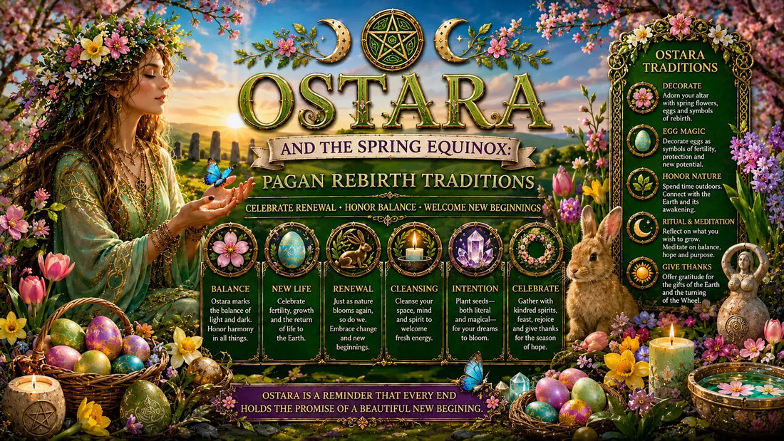 Ostara and the spring equinox celebrated with flowers, eggs, and pagan rebirth traditions for new beginnings