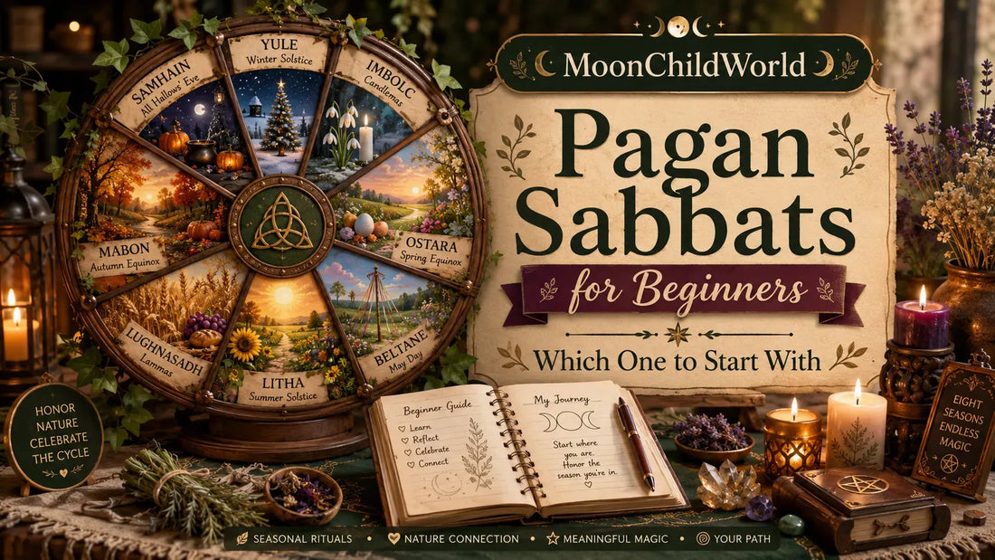 Decorative pagan sabbats wheel and beginner’s altar setup for learning pagan sabbats for beginners