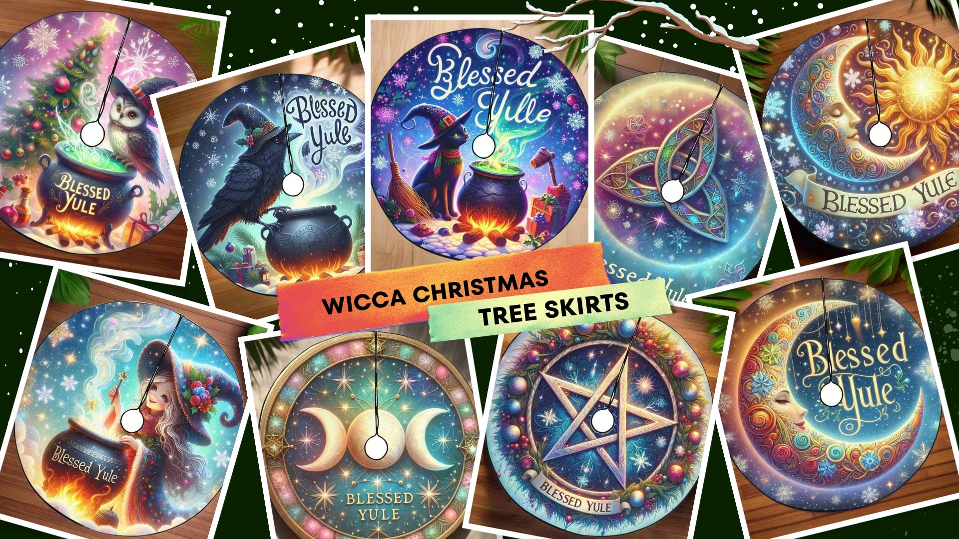 Celebrate Yule with Our Enchanting Wicca Pagan Christmas Tree Skirts 🌙🎄