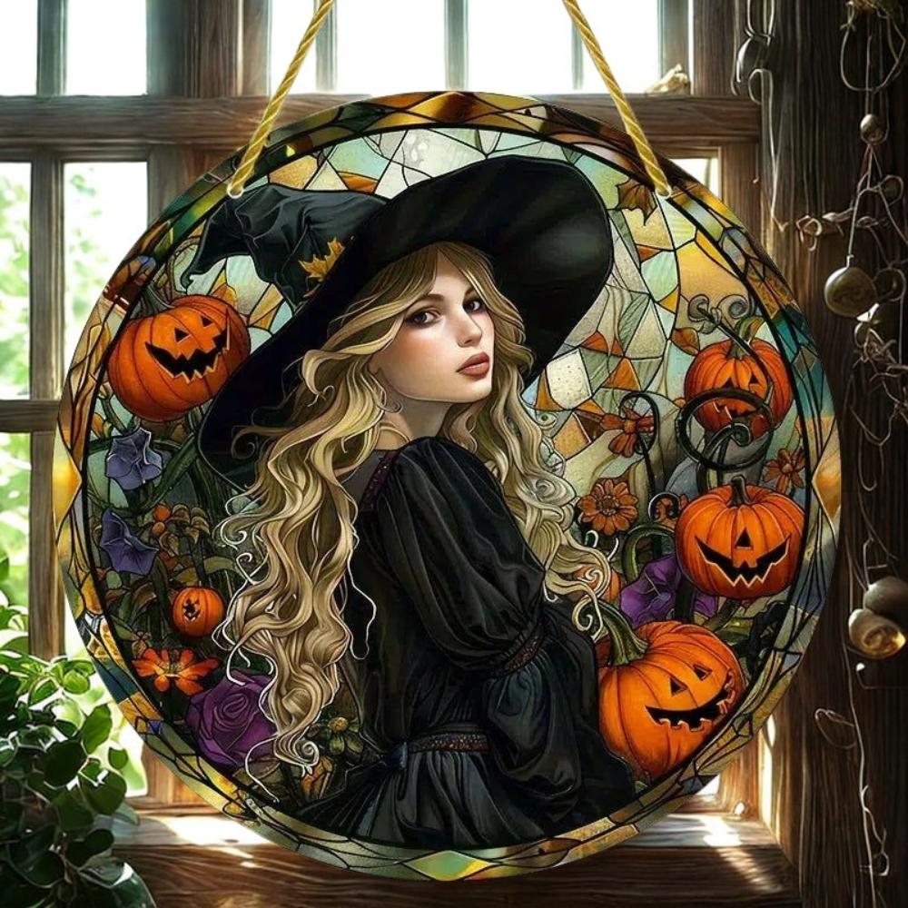 Pumpkin Witch Suncatcher For Halloween Witchy Window Hanging
