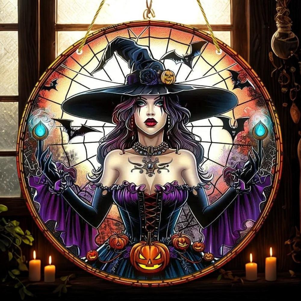 Halloween Witch Suncatcher Gothic Window Decorations