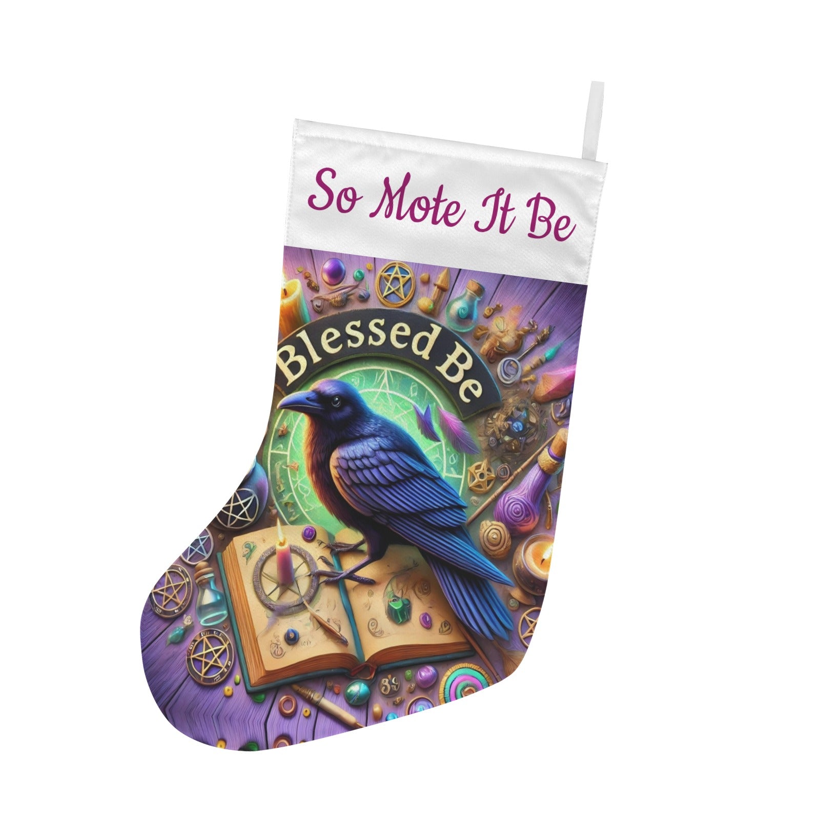 Gothic Raven Witch Crow Christmas Stocking for Yule Decorations-MoonChildWorld