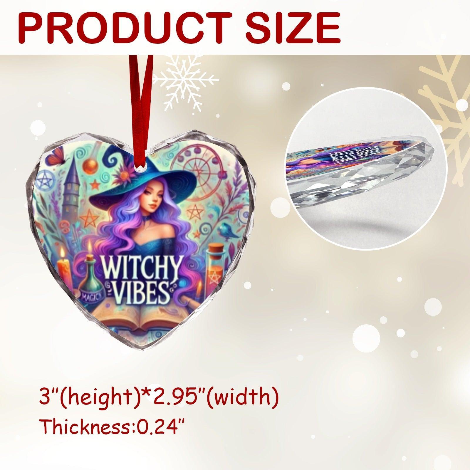 Magick Witch Wicca Christmas Heart-Shaped Crystal Glass Ornament-MoonChildWorld