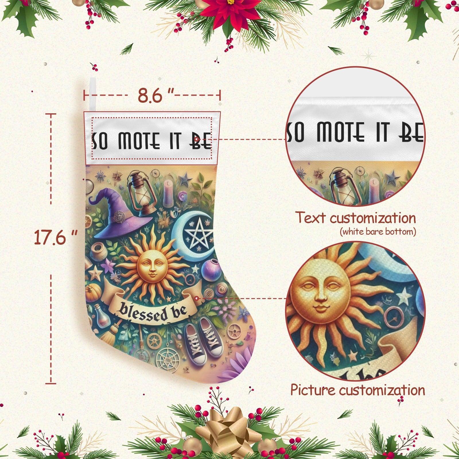 Pagan Sun Moon Wicca Christmas Stocking for Yule Decorations-MoonChildWorld
