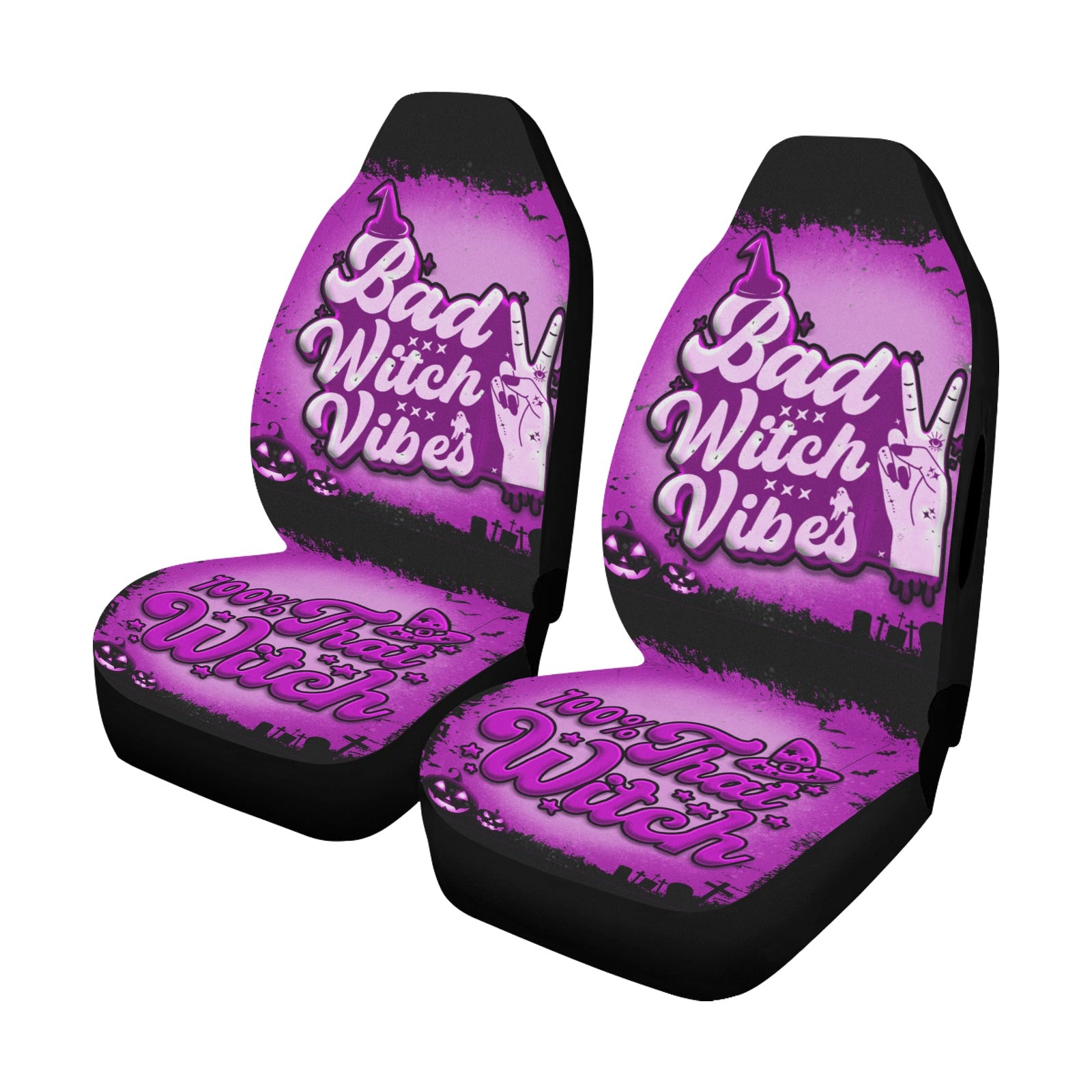 Bad Witch Vibes Halloween Car Seat Cover-MoonChildWorld