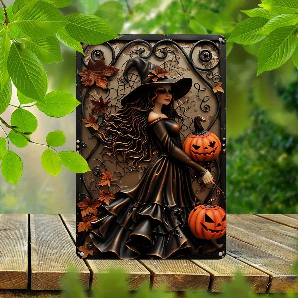 Witch Pumpkin Halloween Metal Sign Spooky Home Decor-MoonChildWorld