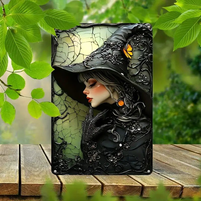 Gothic Witch Wall Art Witchy Metal Sign for Halloween Wall Decor-MoonChildWorld