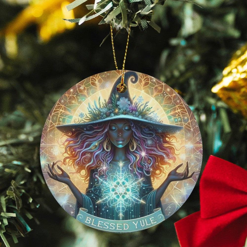 Mystic Witch Ceramic Christmas Ornament for Yule Tree Decorations-MoonChildWorld