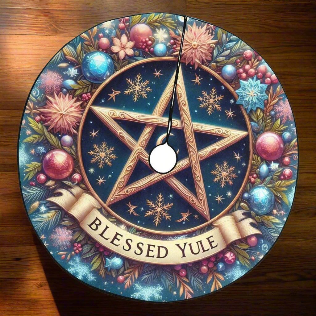 Magic Pentacle Wicca Pagan Christmas Tree Skirt for Yule Decor-MoonChildWorld