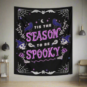 Halloween Spooky Raven Tapestry-MoonChildWorld