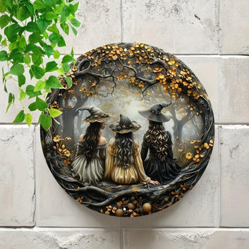 Witches in Enchanted Forest Metal Sign