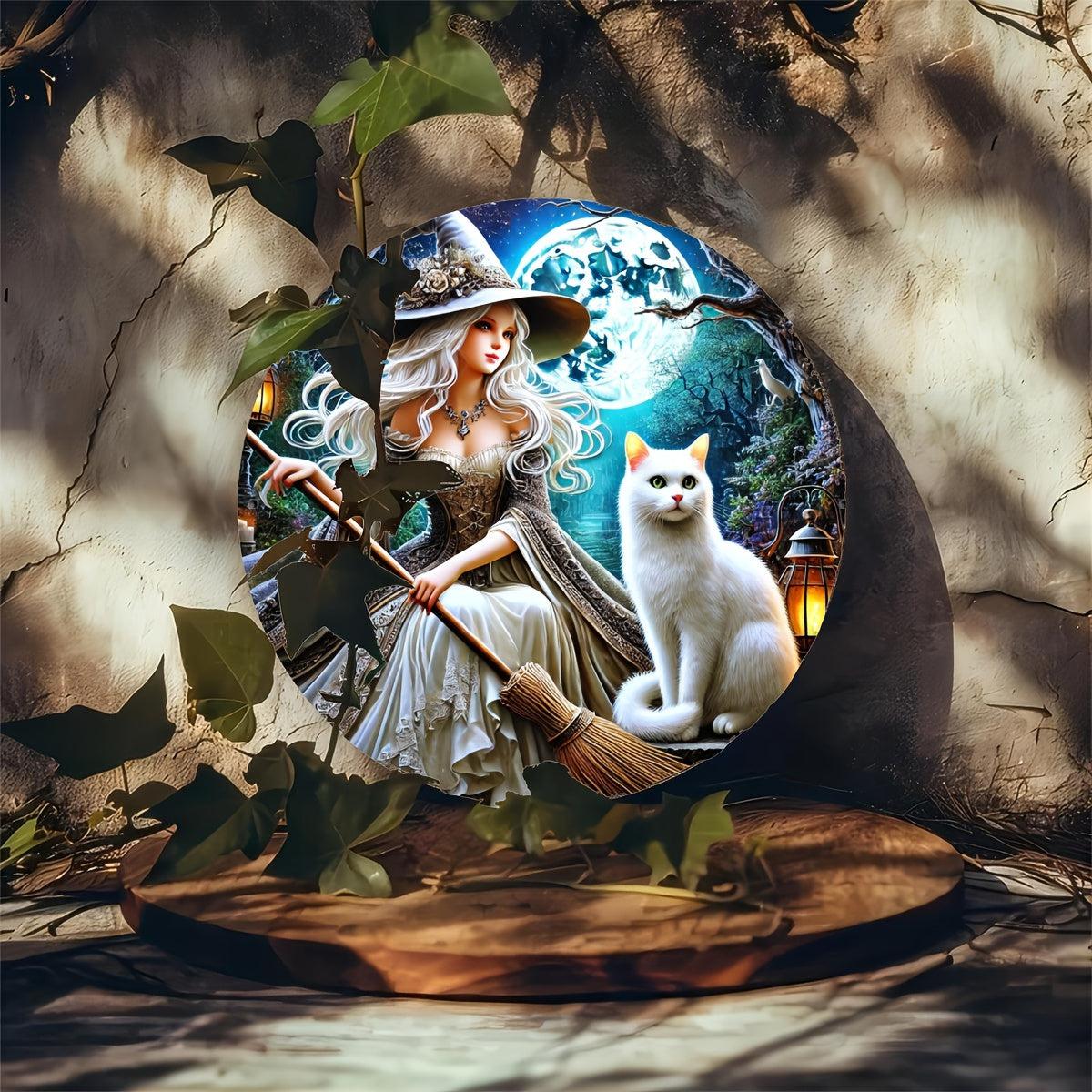 Charming White Witch Metal Sign Mystic Wall Decor-MoonChildWorld