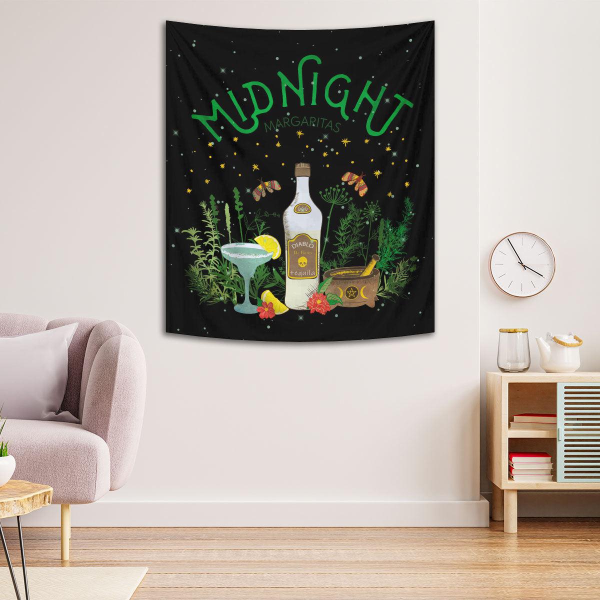 Midnight Margaritas Witchy Tapestry Wicca Wall Hanging-MoonChildWorld