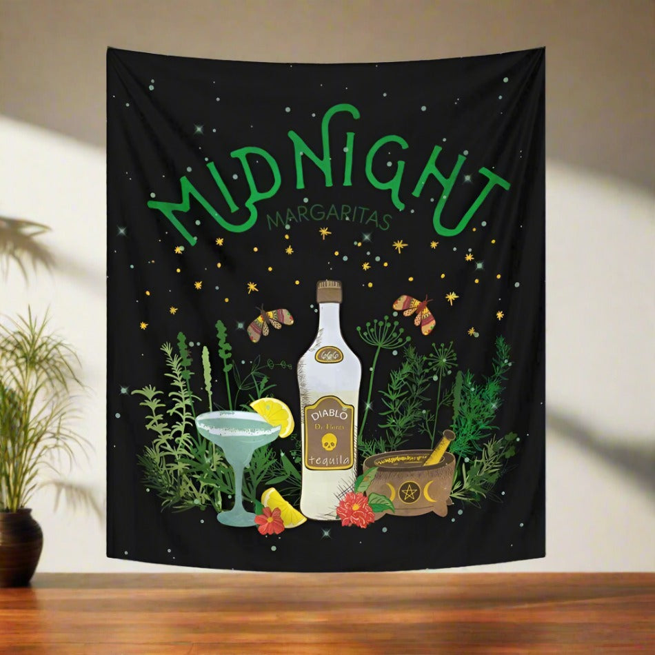 Midnight Margaritas Witchy Tapestry Wicca Wall Hanging-MoonChildWorld