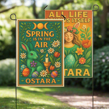 Wiccan Ostara Sabbat Garden Flag and House Flag for Pagan Spring Home Decor