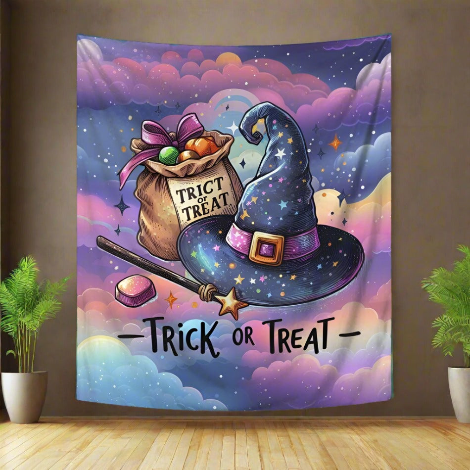 Trick or treat Halloween Tapestry Magic Wall Hanging-MoonChildWorld