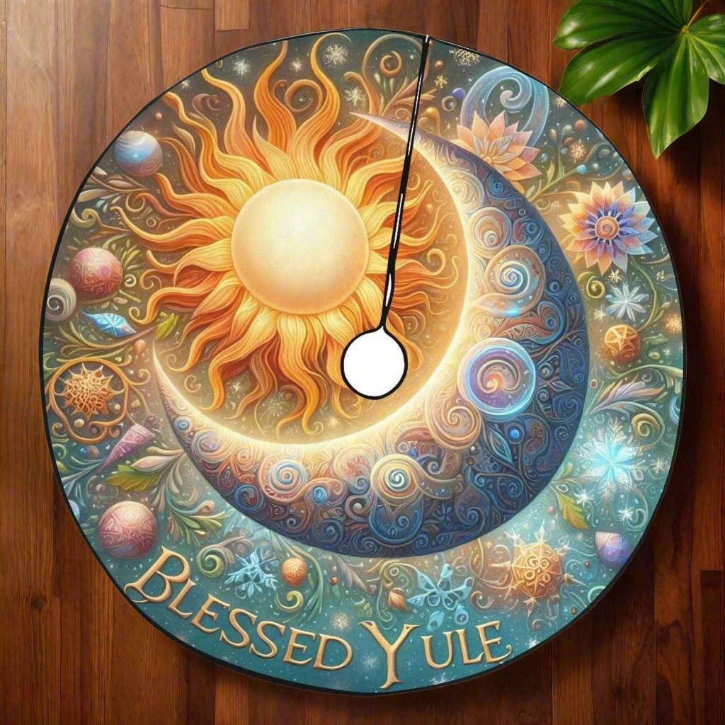 Celestial Sun Moon Christmas Tree Skirt for Yule Decor-MoonChildWorld