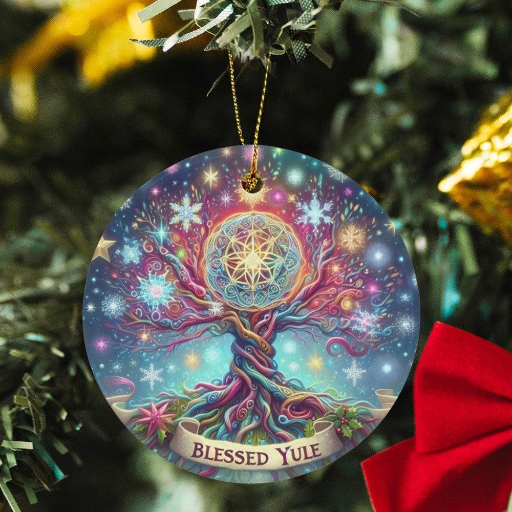 Spirit Tree of Life Ceramic Christmas Ornament for Pagan Yule Decor-MoonChildWorld