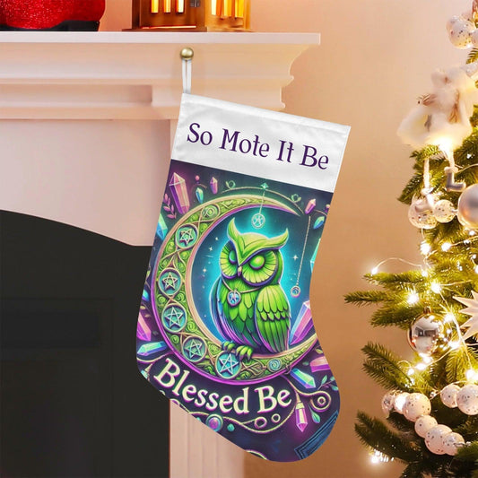Moon Owl Wicca Christmas Stocking for Yule Decorations