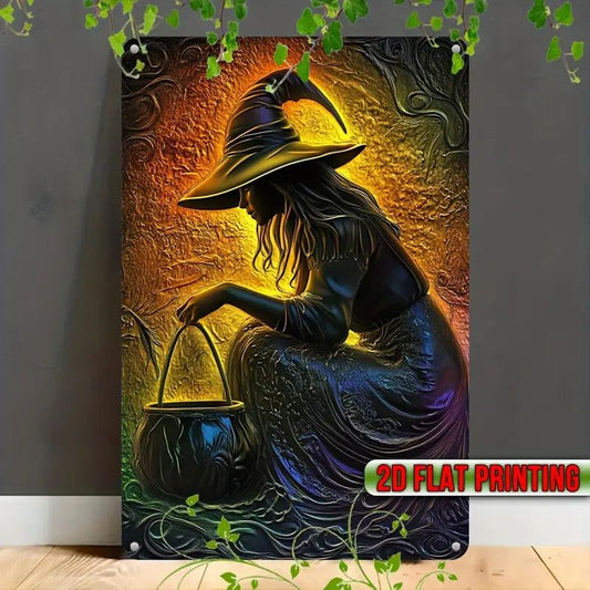 Mystic Witch Wall Art Witchy Metal Sign for Yule Decoration