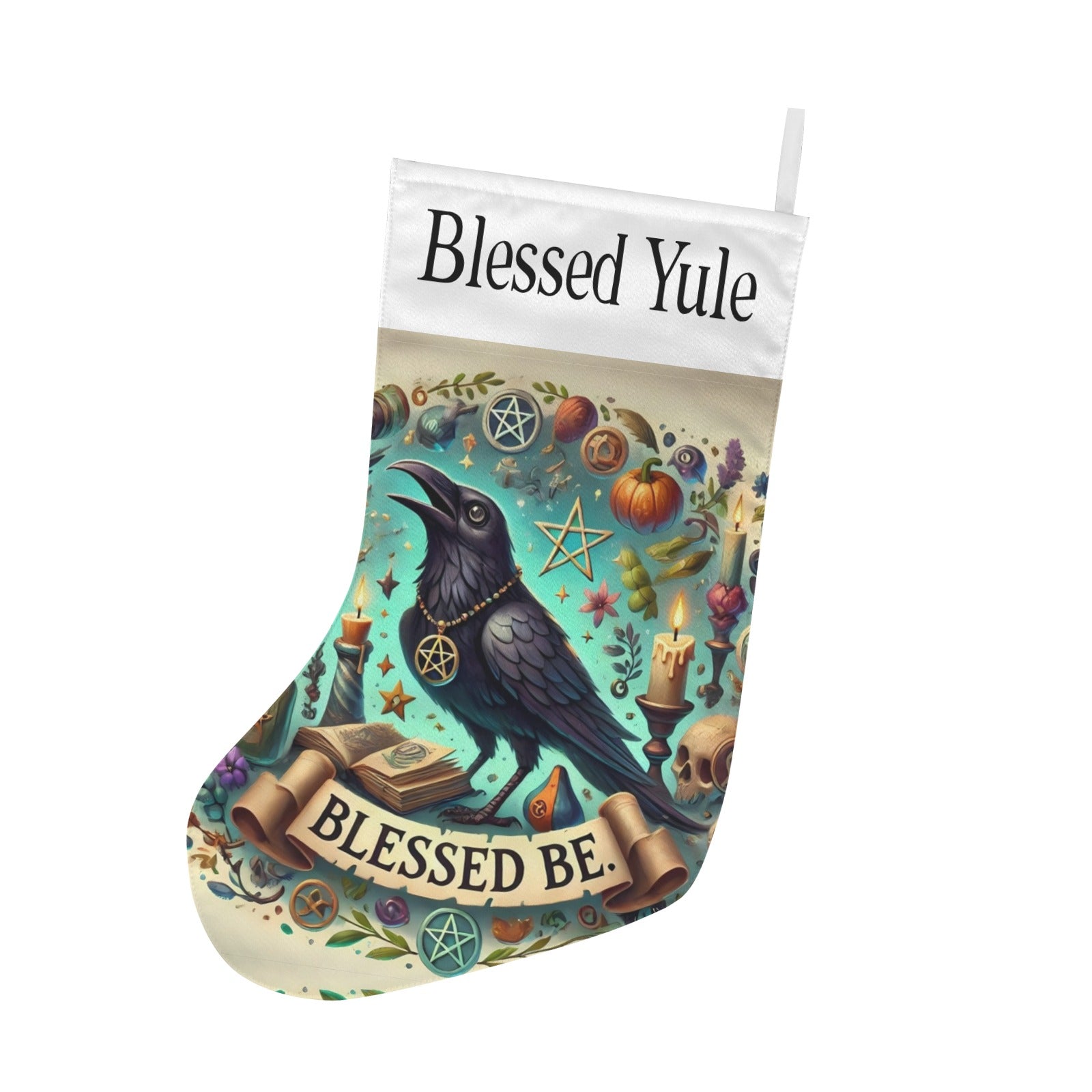 Gothic Crow Black Raven Witch Christmas Stocking for Yule Decorations-MoonChildWorld