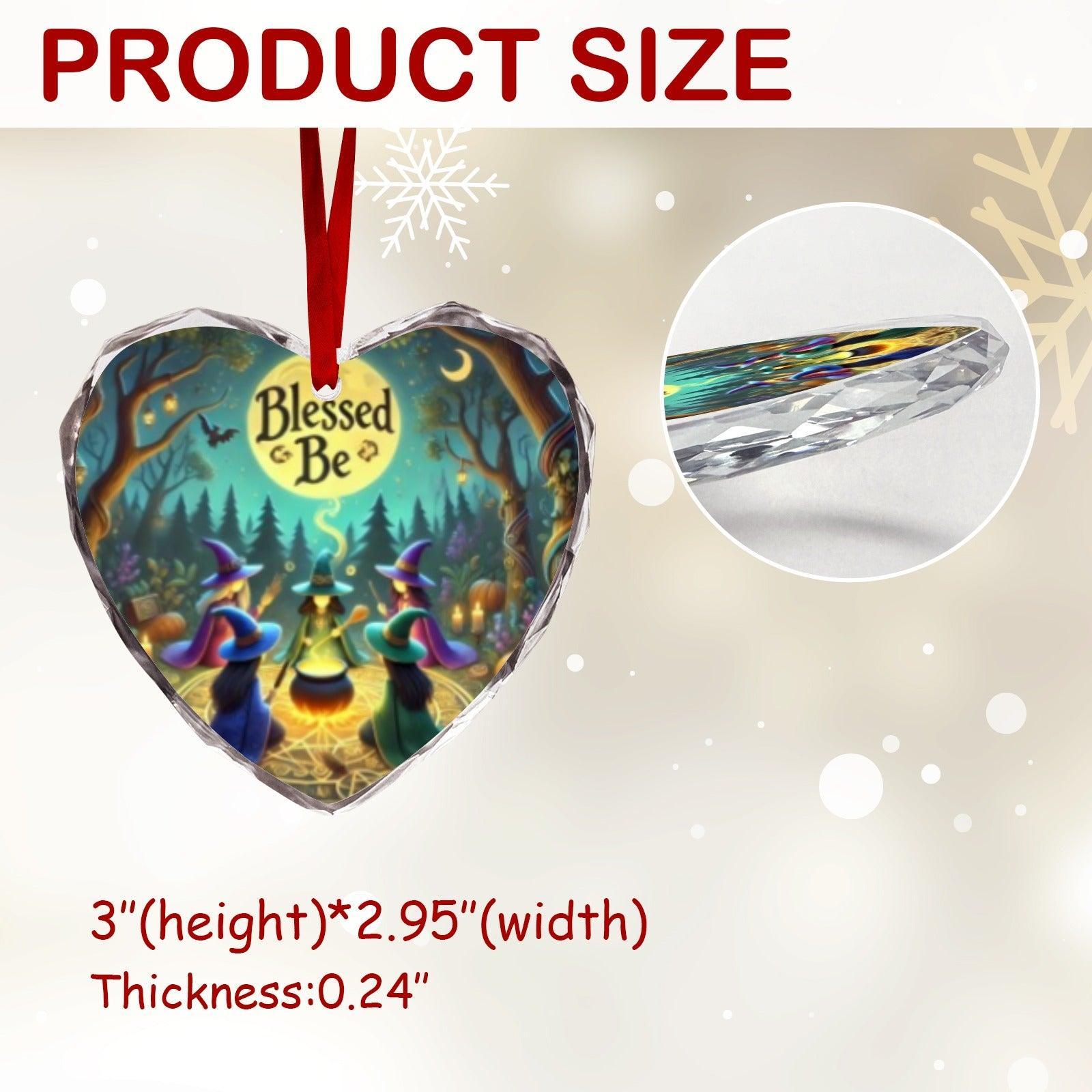 Halloween Forest Witches Christmas Heart-Shaped Crystal Glass Ornament-MoonChildWorld