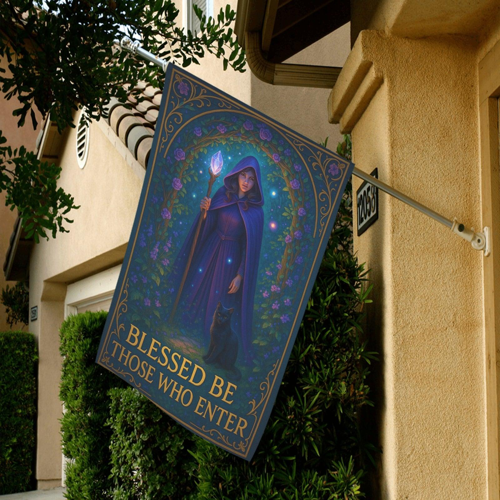 Welcome Witch Garden Flag and Wiccan House Flag - Mystical Outdoor Decor-MoonChildWorld
