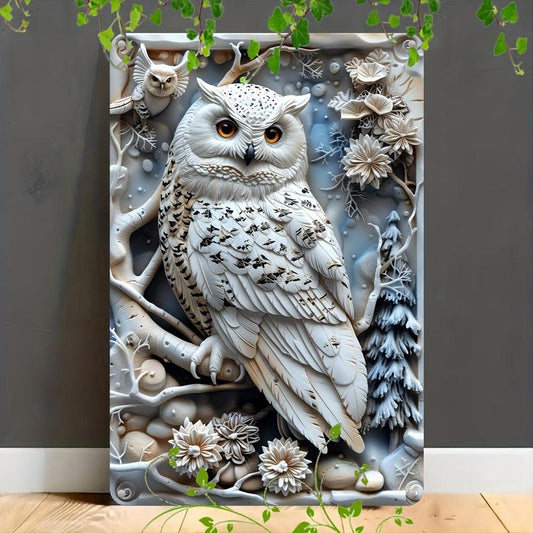 White Owl Wall Art Snowy Owl Metal Sign Spirit Animal Wall Decor