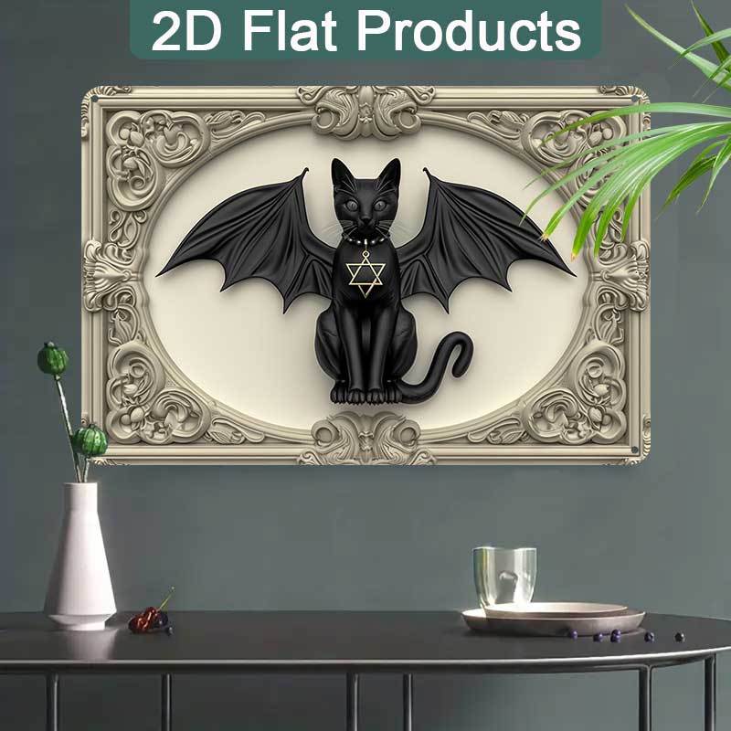 Gothic Demon Cat Wall Art Wicca Black Cat Metal Sign Witchcraft Wall Decor-MoonChildWorld