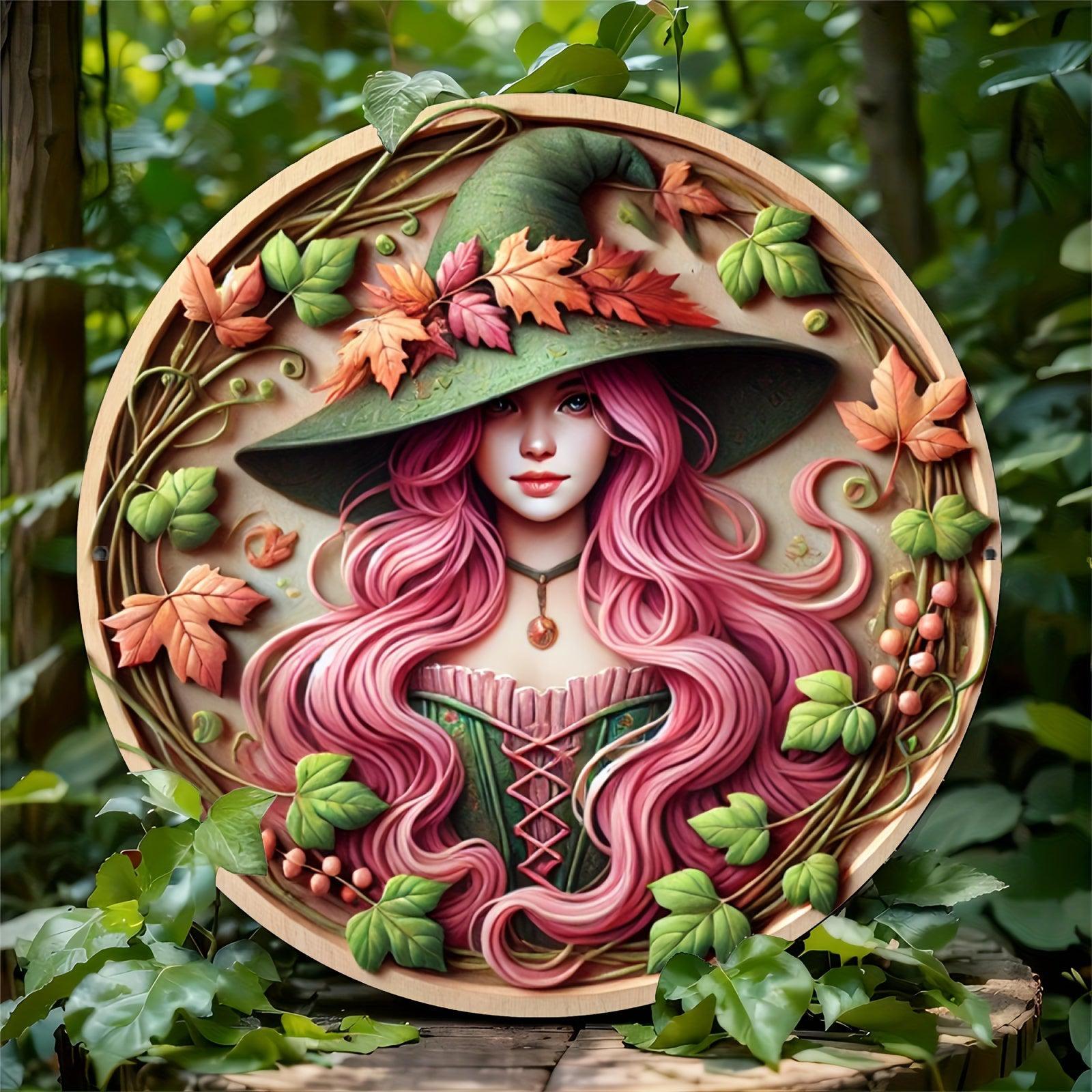 Enchanting Pink Witch Metal Sign-MoonChildWorld