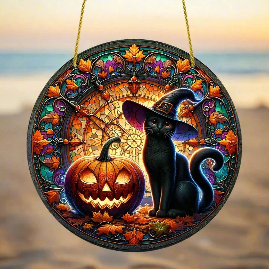 Halloween window decor Witchy suncatcher Gothic window art Witch Hanging Ornament-MoonChildWorld