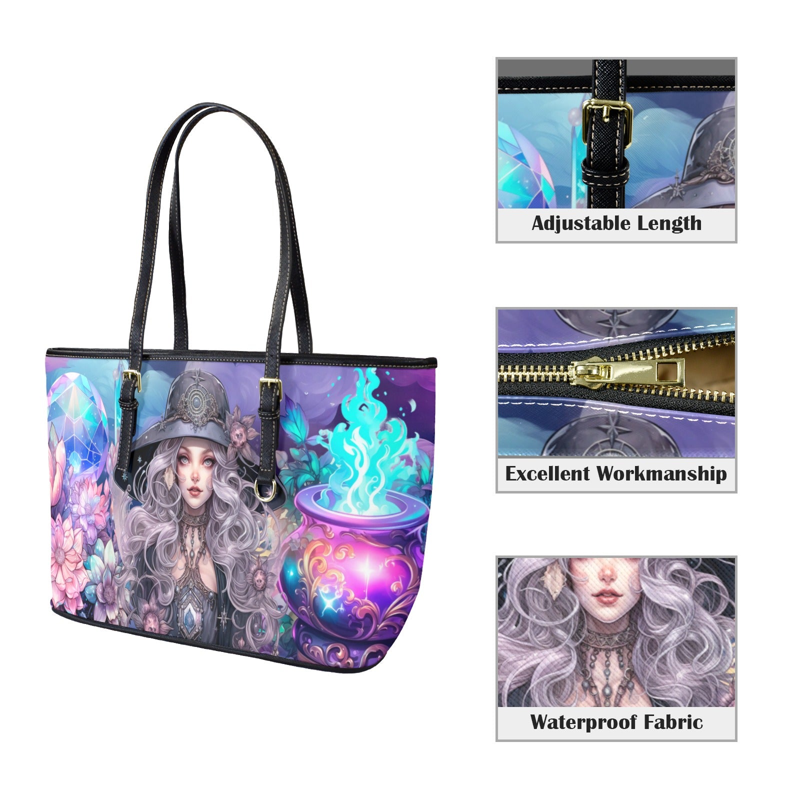 Cauldron Witch Tote Bag-MoonChildWorld