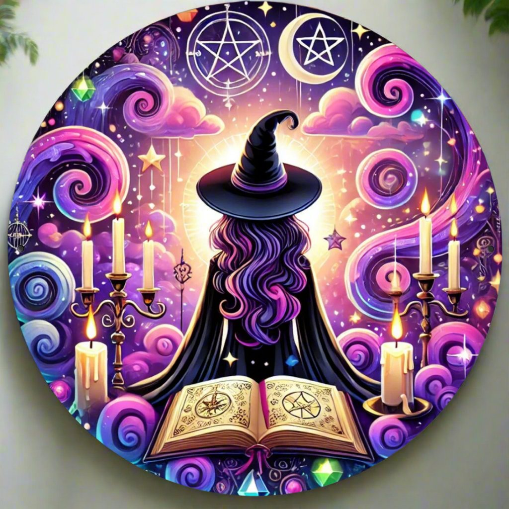 Witchy Christmas Wall Decor Mystic Witch Metal Sign for Pagan Yule Home Decorations-MoonChildWorld