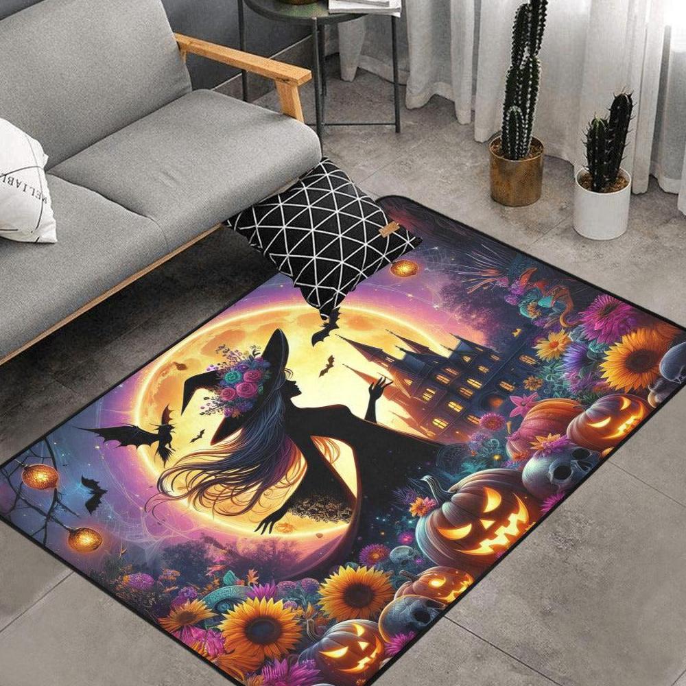 Moonlit Gothic Witch Area Rug Spooky Carpet for Halloween-MoonChildWorld