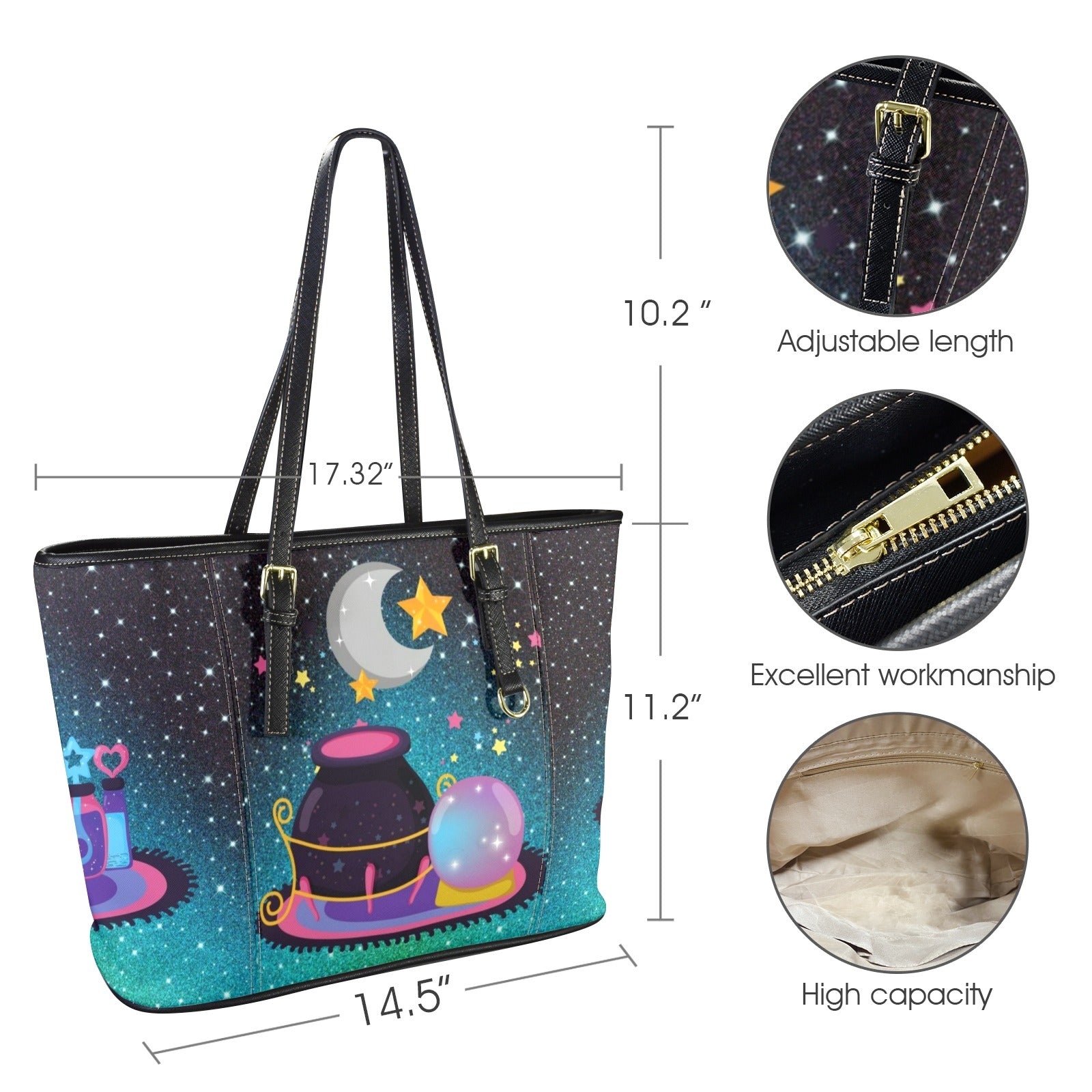 Magic Cauldron Witch Tote Bag-MoonChildWorld