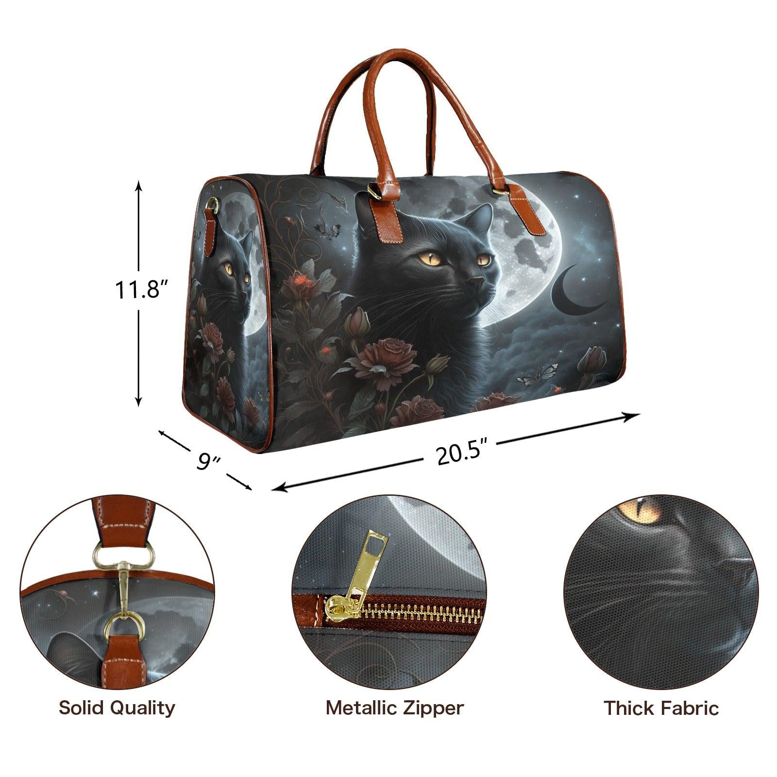 Moon Black Cat Gothic Travel Bag-MoonChildWorld