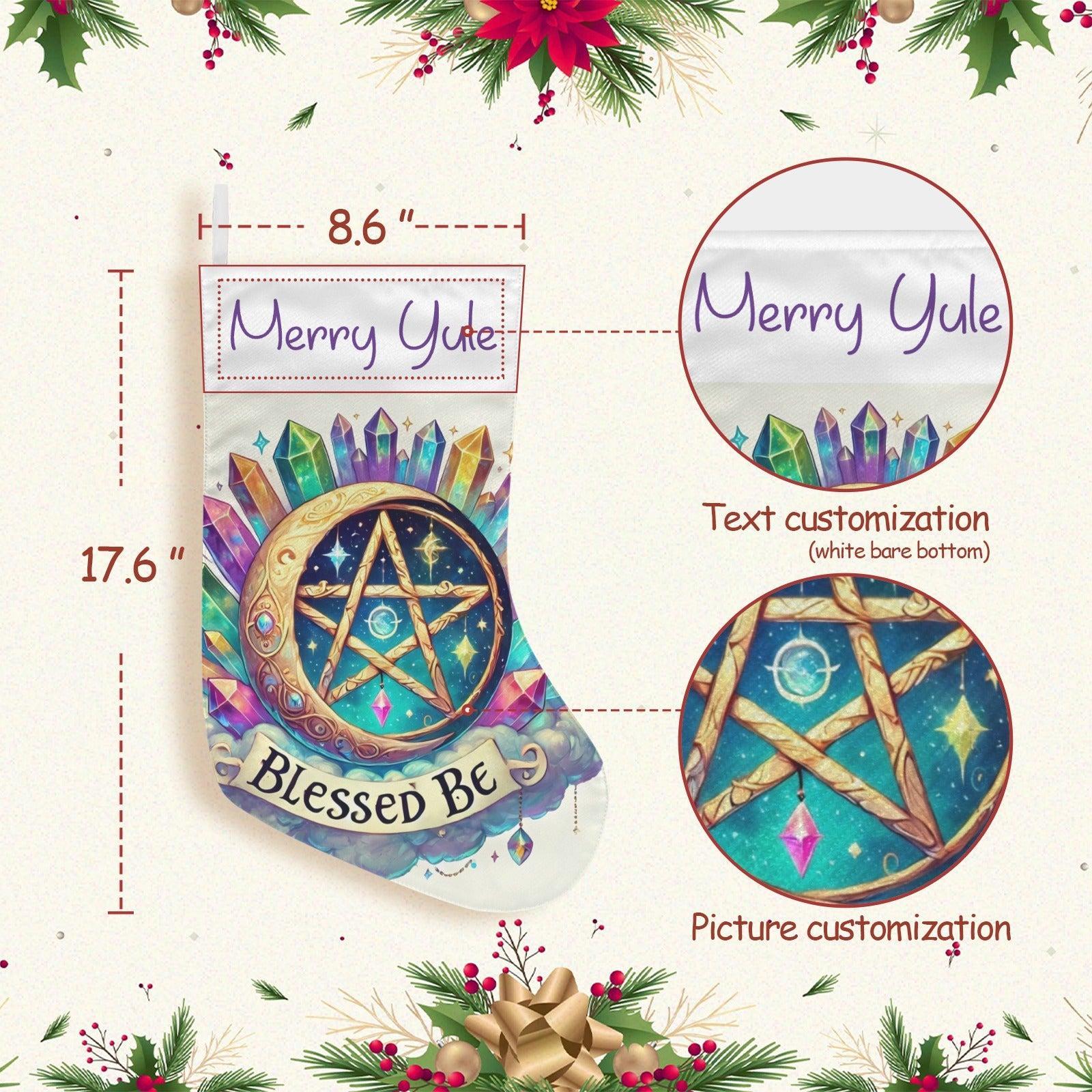 Wicca Moon Pentacle Pagan Christmas Stocking for Yule Decorations-MoonChildWorld