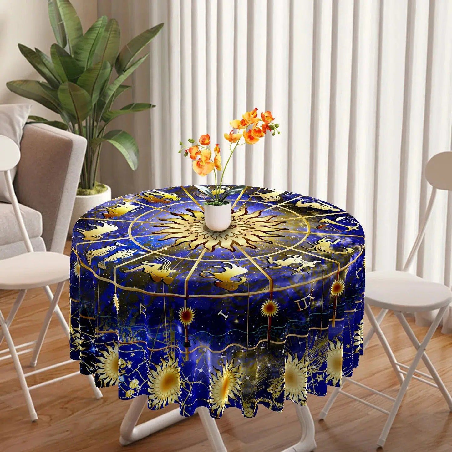 12 Constellations Circular Table Cloth Pagan Table Cover-MoonChildWorld