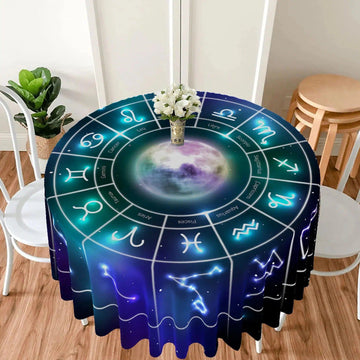 12 Constellations Circular Table Cloth Pagan Table Cover-MoonChildWorld