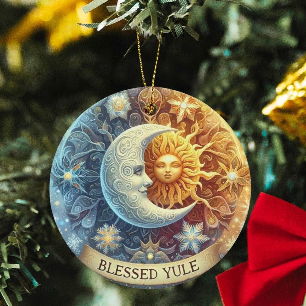 Sun Moon Ceramic Christmas Ornament for Yule Tree Decorations-MoonChildWorld