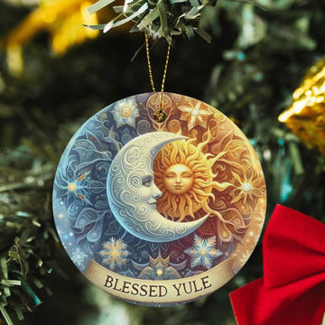 Sun Moon Ceramic Christmas Ornament for Yule Tree Decorations-MoonChildWorld