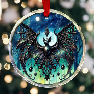 Gothic Bat Glass Christmas Ornament-MoonChildWorld