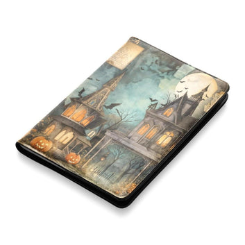 Haunted House Halloween Leather Notebook A5