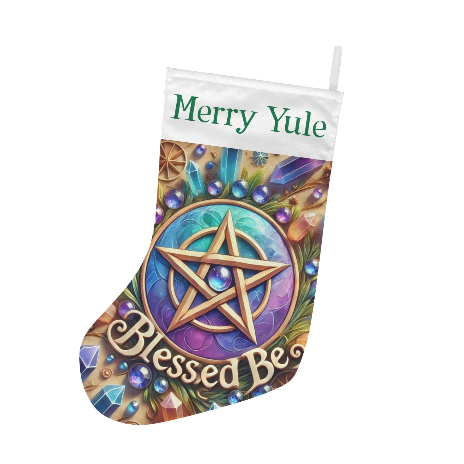 Wicca Yule Pentagram Pagan Christmas Stocking for Yule Decorations-MoonChildWorld