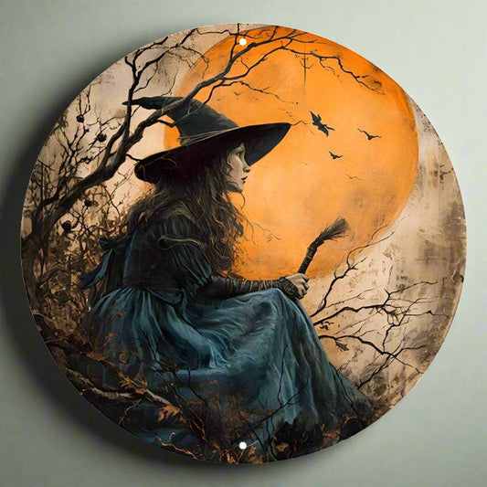 Mystic Witch Metal Sign Halloween Decor