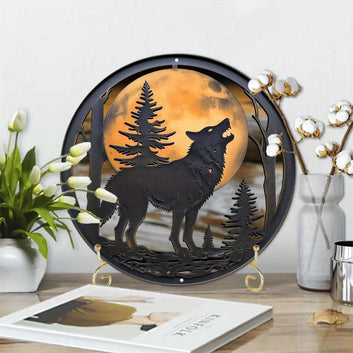 Moon Wolf Metal Sign Gothic Home Decor