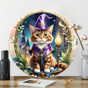 Enchanting Cat Witchy Metal Sign Halloween Decor