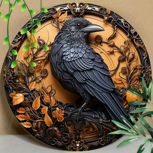 Gothic Raven Metal Sign Witchy Crow Metal Sign
